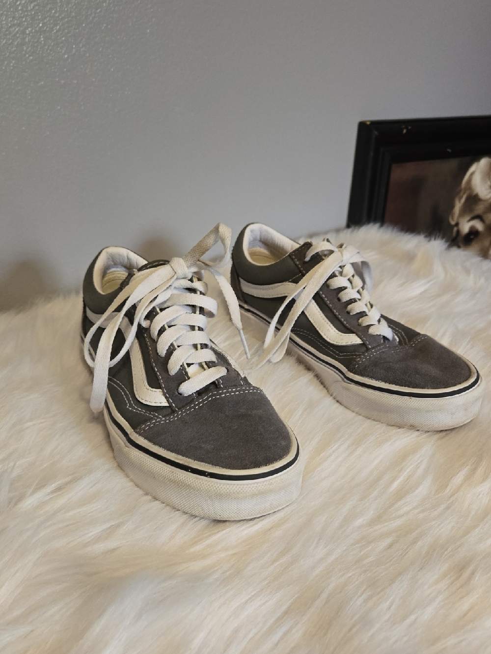 Vans Gray Suede Low-Top Sneakers with White Stripe
